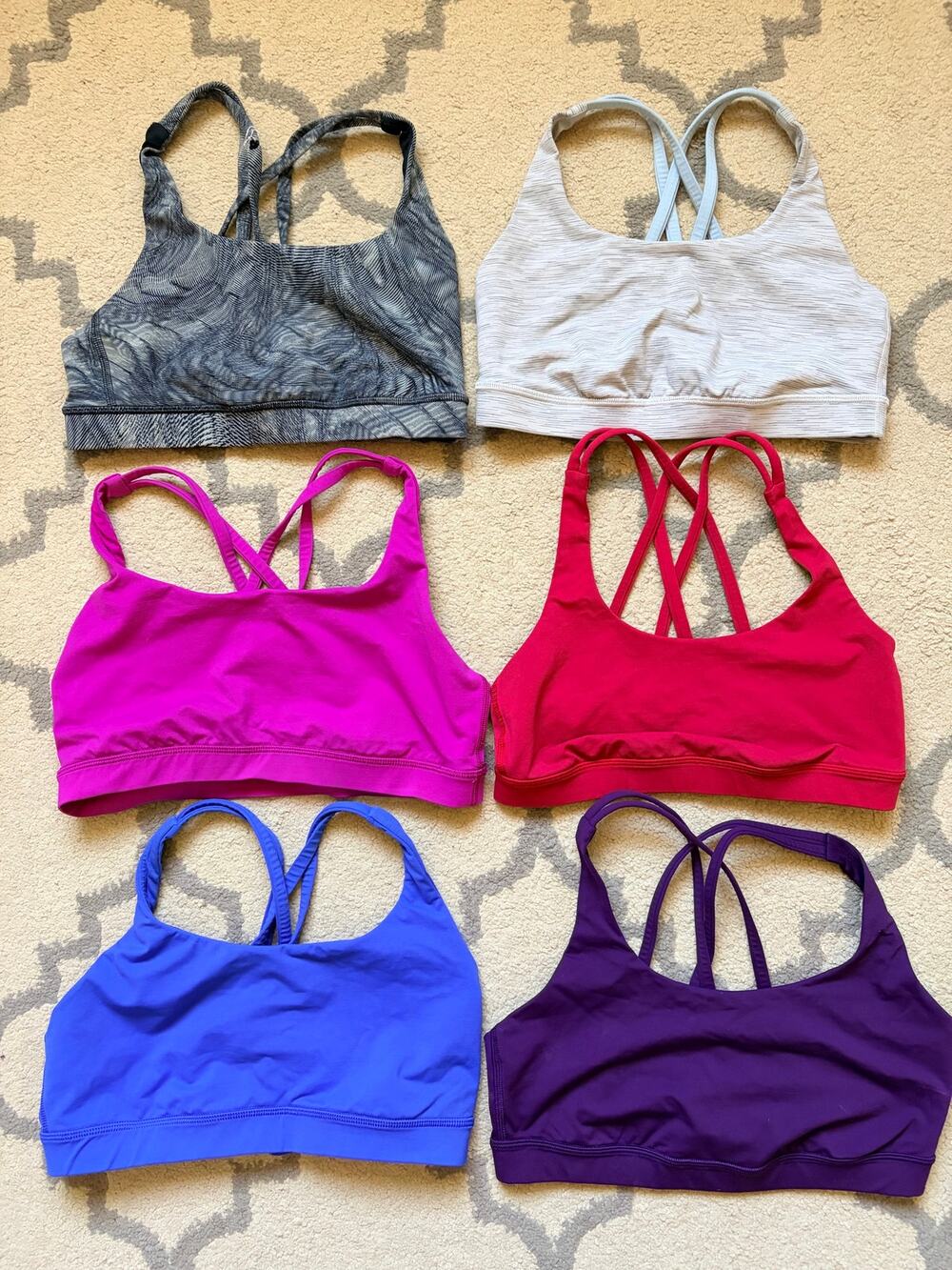 Lululemon Sports Bra Lot of 6 Size 6 8 Mixed Colors No Pads Flawed